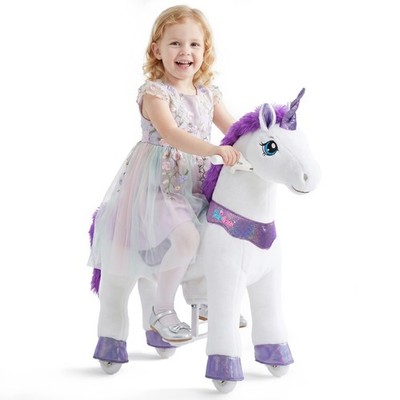 PonyCycle Modell E Einhorn zum reiten Lila Spielzeug mit Bremse Größe 3