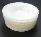 Fire King Anchor Hocking Milk Glass Bowls Set of 6 Swirl Scalloped 6.5” Vintage