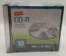 Staples Brand CD-R  700 MB  52x  80 Min  10-disc pack w/ case  NEW  SEALED