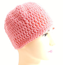 Sparkling Pink Skull Cap OS Handmade Crochet Hand Knit Warm Beanie Hat NWT
