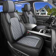 Car Seat Covers Custom Fit for Chevy Silverado GMC Front Seat Black Grey