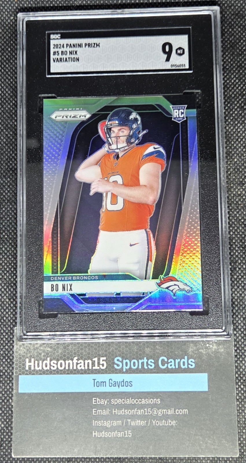 Bo Nix 2024 Panini Prizm #5 Silver Prizm Rookie Variation RC SGC 9 Mint Broncos
