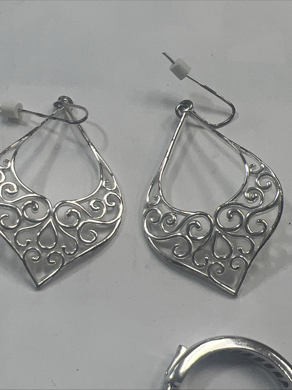 Sterling Silver .925 Multi Gemstone Dangle Hoop P… - image 14