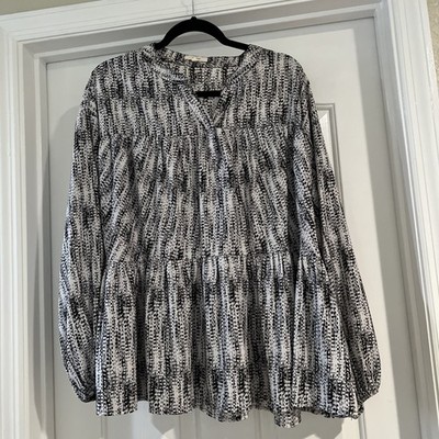 Easel Los Angles Long Elastic Sleeve  Baby Doll Peasant Top Blouse Size Small