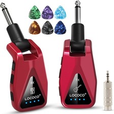 Wireless Guitar System Transmitter Receiver: UHF Cordless 164 Feet Range - red