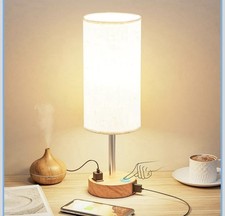 Bedside Table Lamp for Bedroom - 3 Way Dimmable Touch Lamp USB C Charging Ports