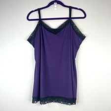 Y2K Whimsigoth Fairy Lace Trim Cami Top Womens Large Purple Silky Satin Tank