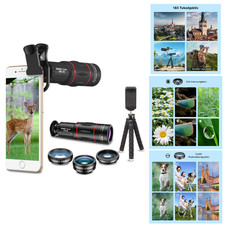 Apexel 8-in-1 Handy-Kamera-Objektiv-Set mit 18x Teleobjektiv, Weitwinkel, Makro
