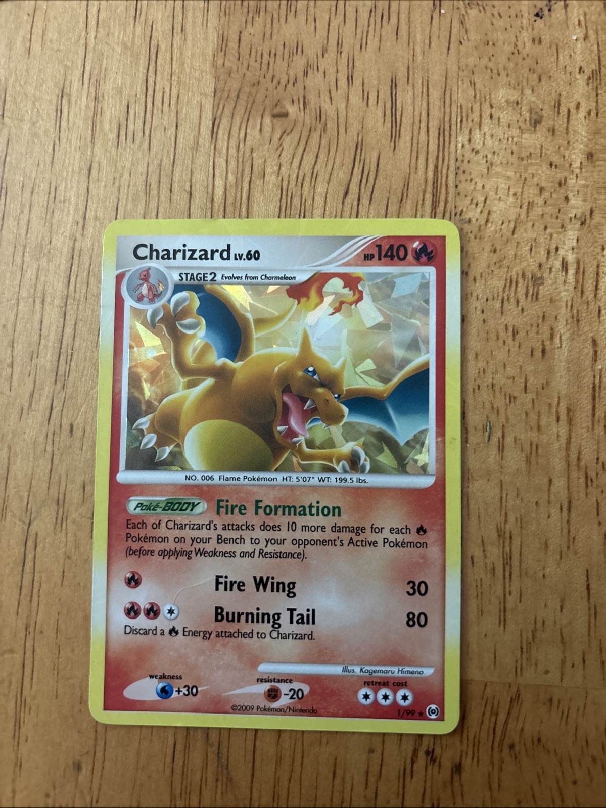 Pokémon TCG Charizard 1/99 Arceus 2009 CRACKED ICE HOLO Rare Card