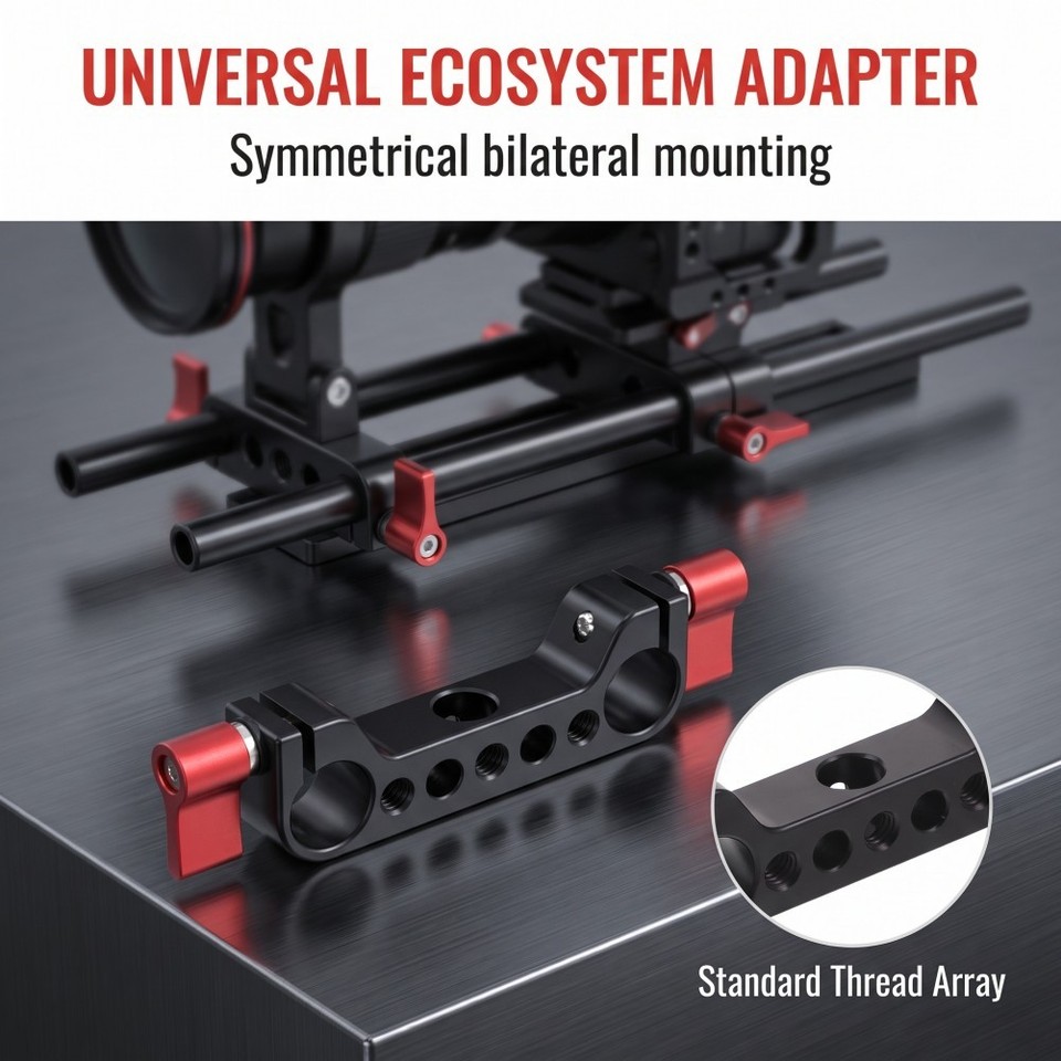 Dual Rod Clamp 15mm, Aluminum Alloy Rail Connector for Camera Rig ...