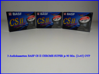 3 Audio Kassetten BASF CS II Chrome Super 90 Neu OVP