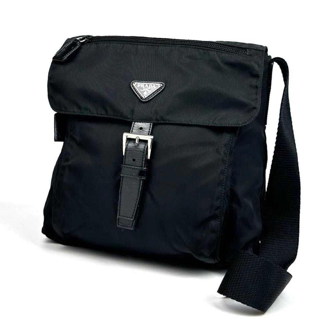 Item Prada Triangle Logo Shoulder Bag Unisex Tesuto Nylon Leather