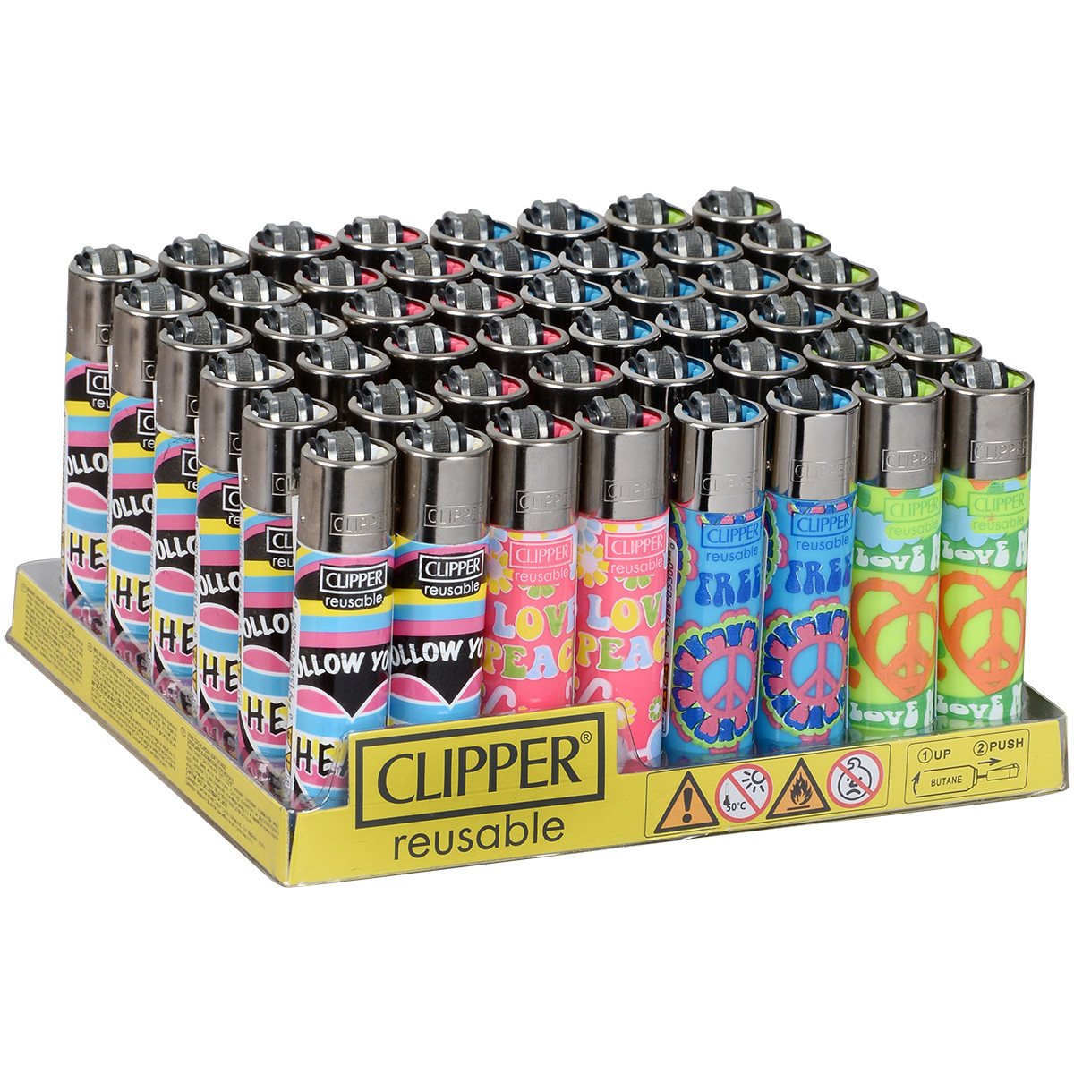 S - Refillable, Classic Lighters. Peace - Display Of 48 Lighters!