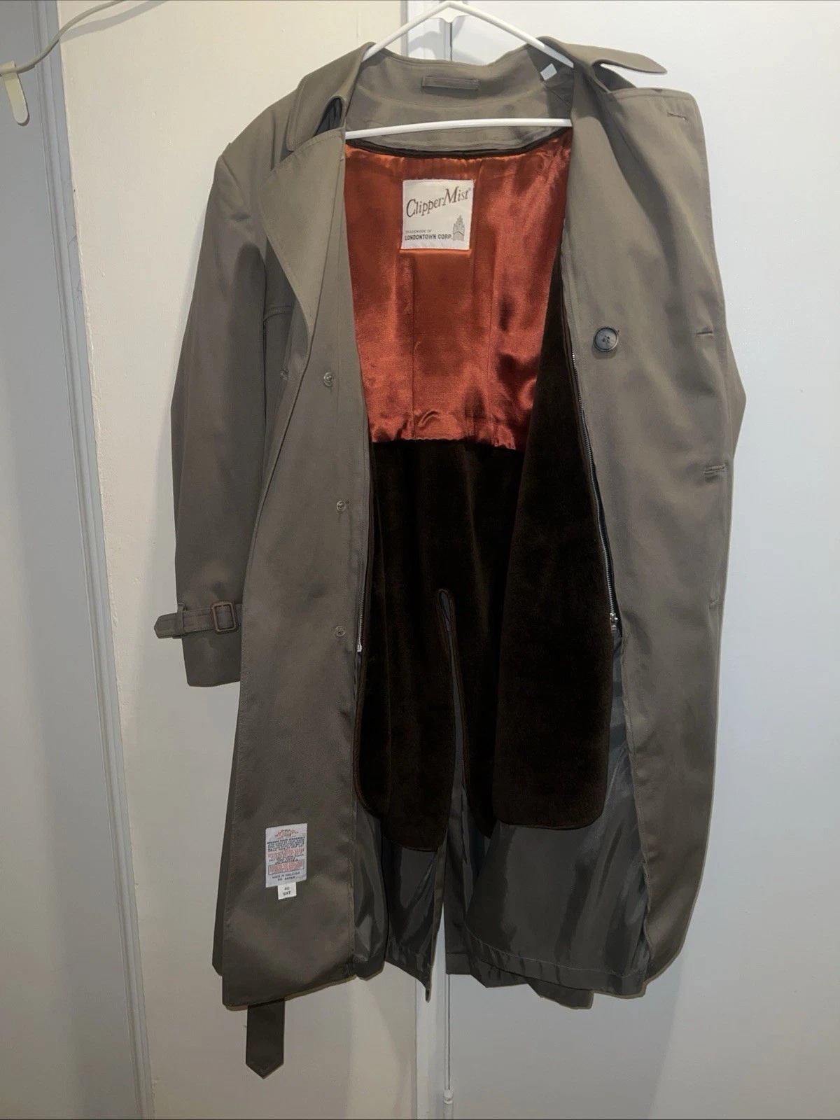 Ralph Lauren Mens Overcoat jacket Zip-out Wool Blend Lined Trench Coat