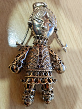 Sterling Silver Rag Doll Pendant Large Gold Plated Gilt All Stones Well Set 34g