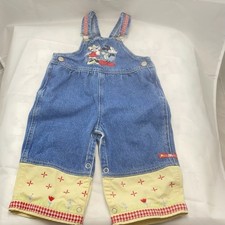 Vintage Mickey And Minnie Disney Overalls Girls Denim Cordury Y2K 6-9 Months