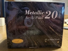 HissiCo Metallic Acrylic Paint Set of Premium 20 Colors, Professional Grade M...