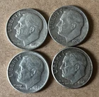 (1c) Lot of 4 Roosevelt Silver Dimes US 10C - 1950, 1951-S, 1963-D, 1957-D