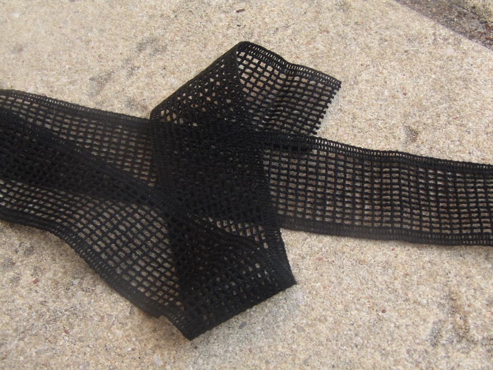 300 cm de  dentelle ancienne  noir largeur 3,9 cm coton - Photo 3/4