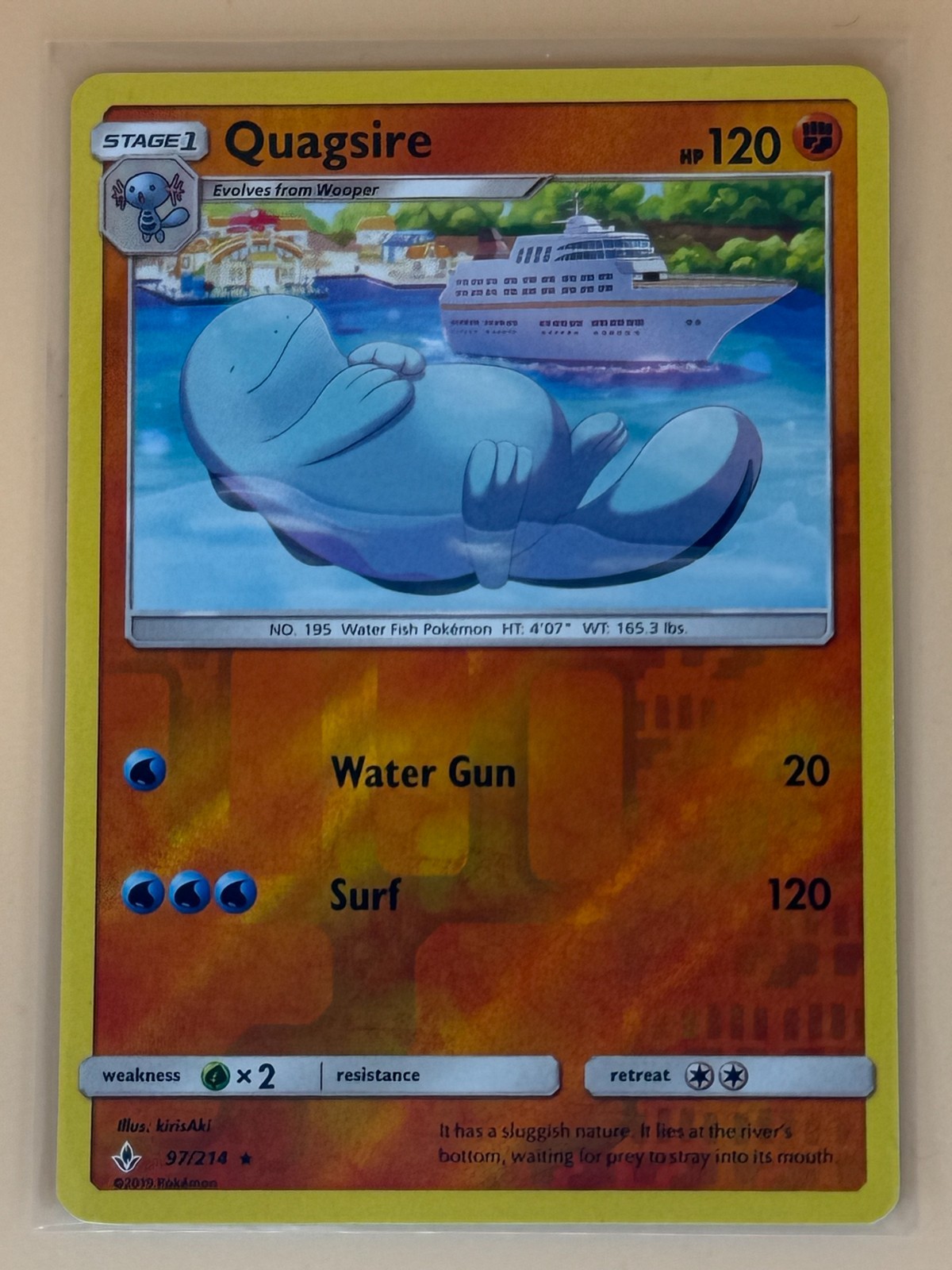 Pokemon TCG Quagsire 97/214 Reverse Holo Rare SM Unbroken Bonds