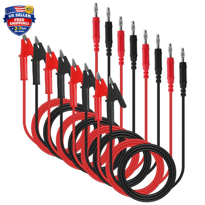 8PCS 4mm Banana Plug to Alligator Clip Test Lead Wire Cable Set 14AWG for Mul...