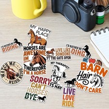 10PCS Horse Lover Stickers, Funny Equestrian Vinyl Decals With Quotes Like Peace