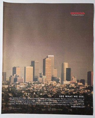 #ad 2008 Ad Honda The Power Of Dreams See What We See A Cleaner Environment $10.99