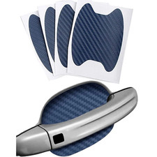 4PCs Blue Carbon Fiber Car Door Handle Protector Film Anti Scratch Sticker US
