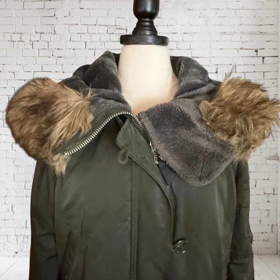 Chaqueta Parka GAP Snorkel Para Mujer XS Verde Imitación Piel Capucha Cálida Abrigo de Invierno 2014 Foto 3 de 4