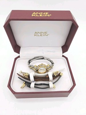 Vintage 90's Anne Klein Watch Set - 4 Interchange Bands , 2 Tone