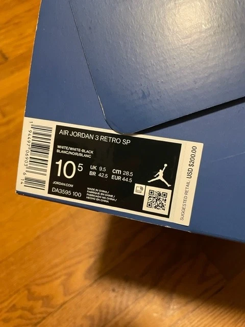 Talla 10.5 - Jordan 3 Retro SP x Diseño Fragmento Blanco Medio Foto 3 de 4