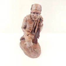 1991 Red Mill MFG R. Wetherbee Hand Carved Hunter Sculpture Figurine Signed Vtg