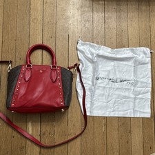 Michael Kors Sienna Medium Leather Studded Messenger Handbag Crimson NWT READ