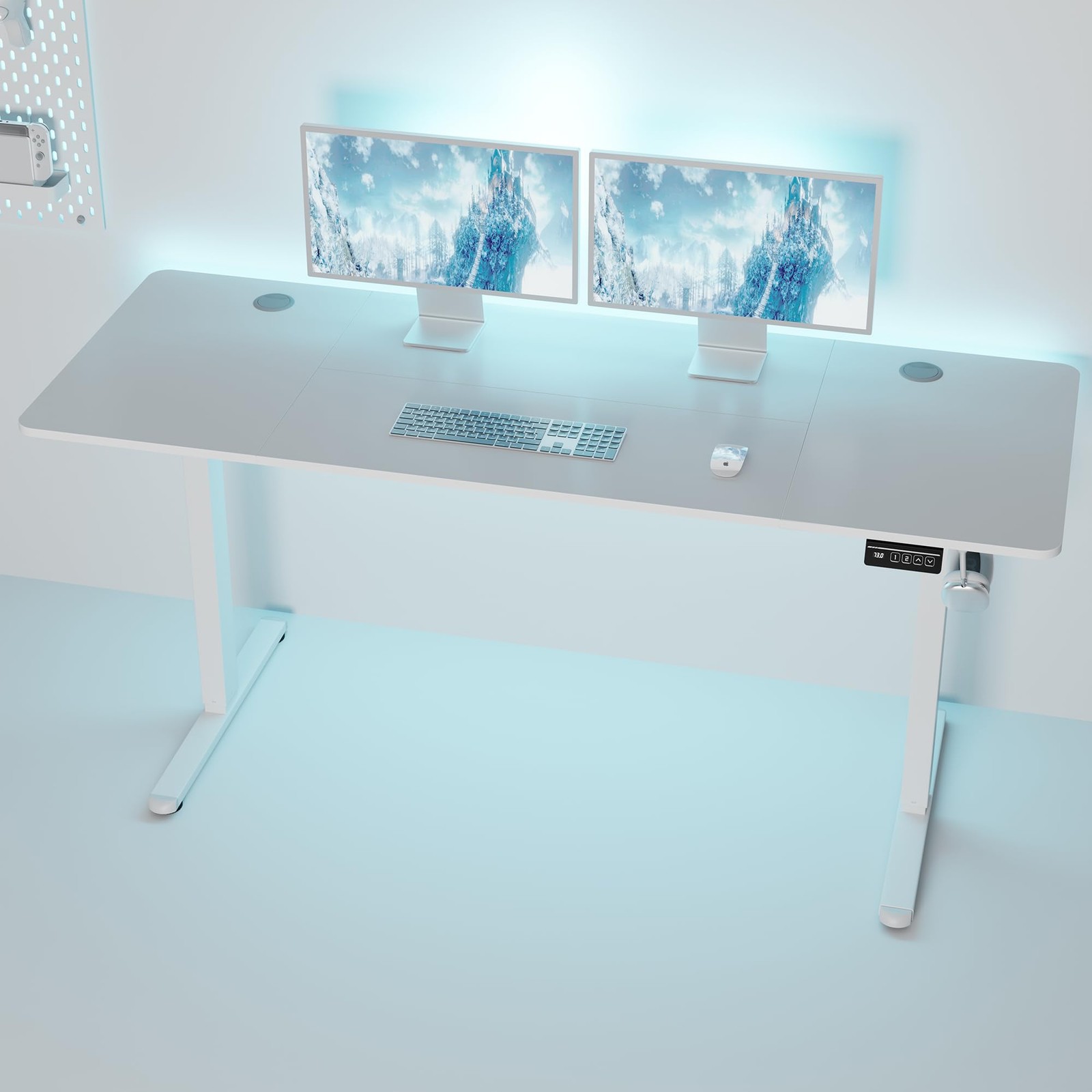 Standing Desk, 63x24 Inch Height Adjustable Electric Sit Stand up Desk, Ergon...-image