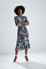 BNWT ZARA MULTICOLOURED ABSTRACT FLORAL OPEN BACK MIDI DRESS SIZE M