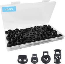 40Pcs Cord Lock, Plastic Cord Locks for Drawstrings, Black Spring Toggle Stopper