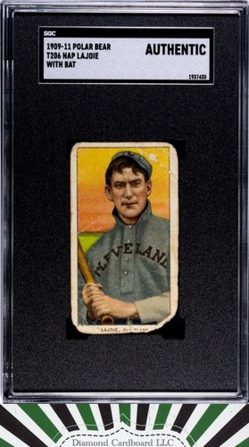 Nap Lajoie [With Bat] 1909 T206 Polar Bear card
