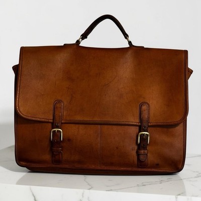 1980s COACH Cognac Leather Briefcase USA Vintage Bag Attache No. 028-8921