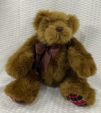 Linda M Rick Once Upon a Time Brown Bear 10" jointed Plaid Feet Vintage Plush