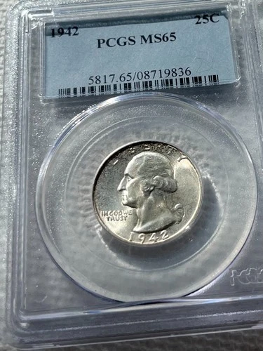 1942 P Washington Quarter Graded MS 65 by PCGS - Beautiful Coin