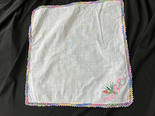 Vintage Handkerchief Lot 2 Pink Multi Crochet Trim Floral