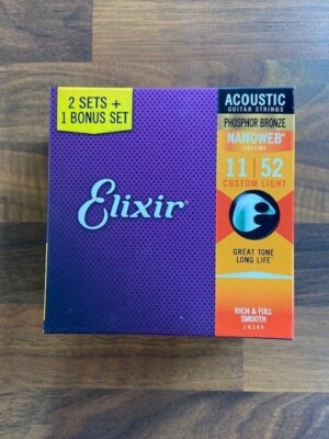 Elixir 16544 Akustikgitarrensaiten Phosphor Bronze .011-.052 3er Pack