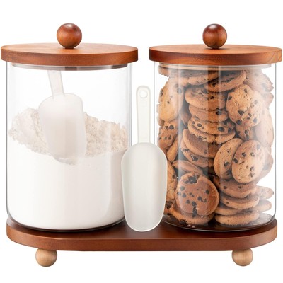 Set of 2 101OZ Glass Jars with Airtight Lids Canister Sets for Kitchen Counte...