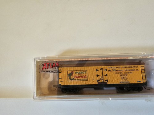 ATLAS N SCALE 40' WOOD REEFER PARROT POTATOES #3301 ITEM 50005495 BILLBOARD CAR - Picture 2 of 3