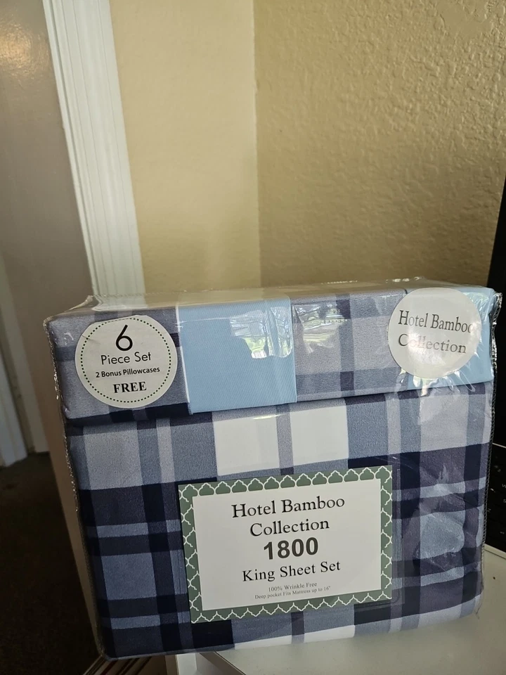 Juego de sábanas Hotel Bamboo Collection King 6 piezas azul marino Foto 2 de 4