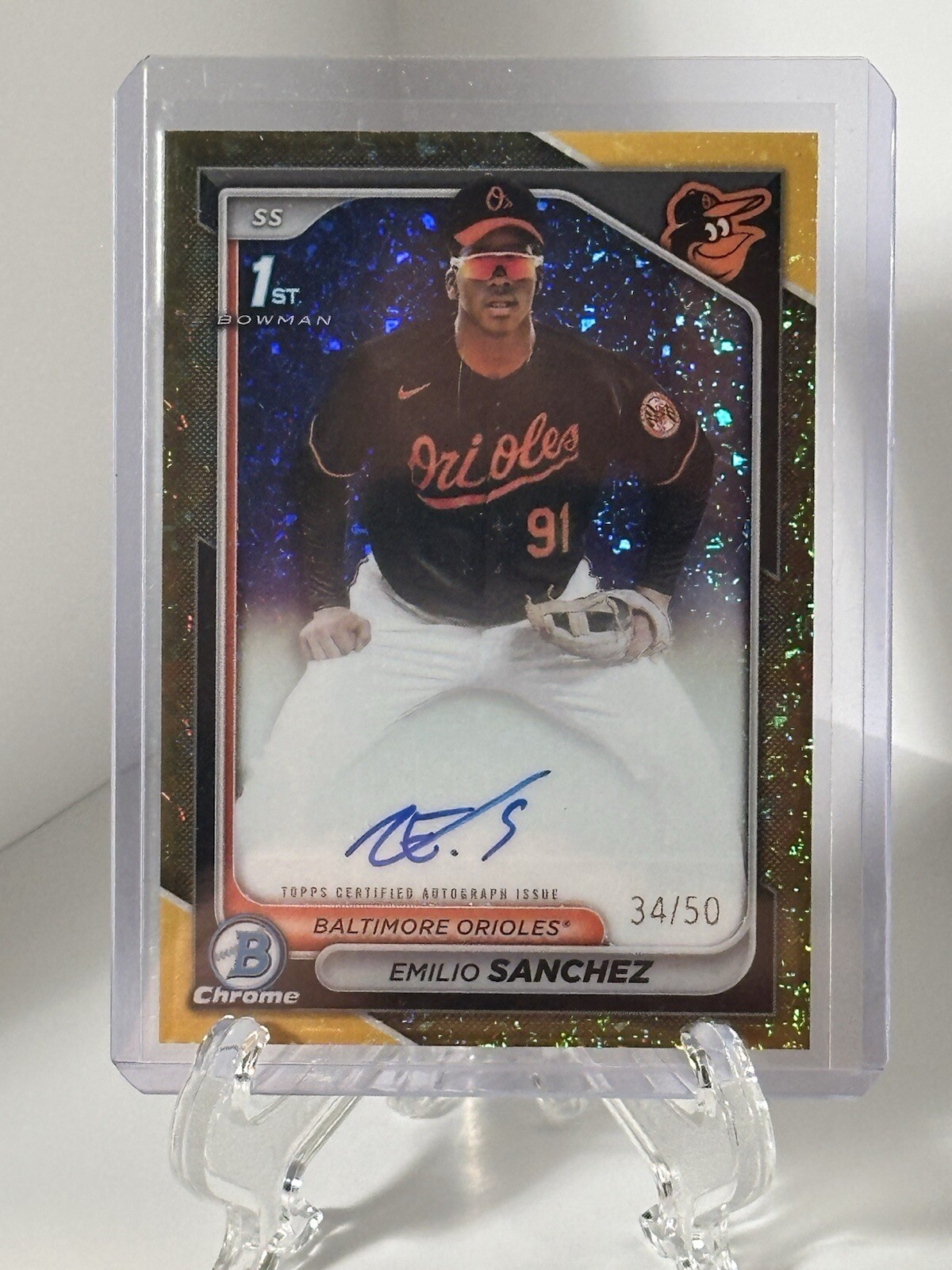 2024 Bowman Chrome #CPA-ES Emilio Sanchez Gold Mini Diamond Auto #d /50