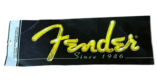 Fender Guitars since 1946 Bumper sticker hang tag vintage early 2000 Black Gold