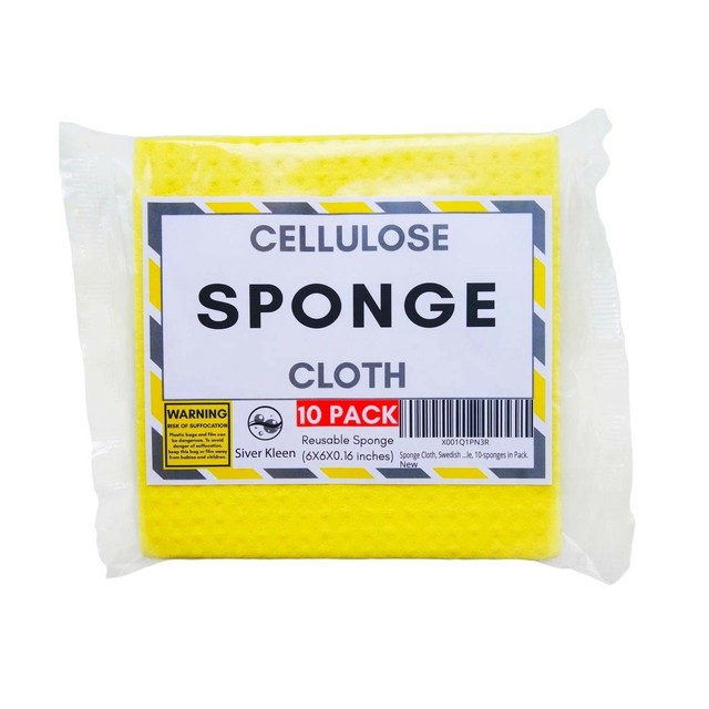 Sponge Cloth Swedish Dishcloth Cellulose Reusable 10 Sponges in Pack