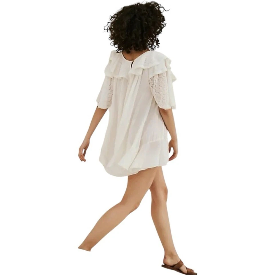 NUEVO SIN ETIQUETAS Free People Rush For Volantes Encaje Fluido Babydoll Boho Mameluco De Gran Tamaño XS Foto 2 de 4