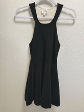 Parker Mini Skater Dress Color block Keyhole Stretch Black White Small